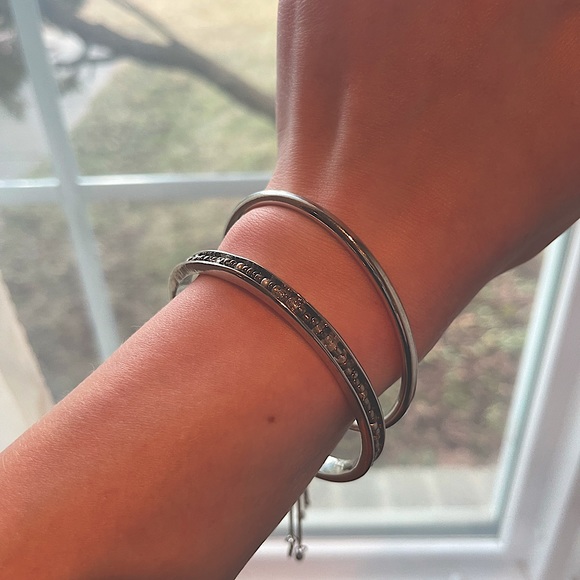 Jewelry - FREE* Set of 2 Silver Bangle Adjustable Bracelets